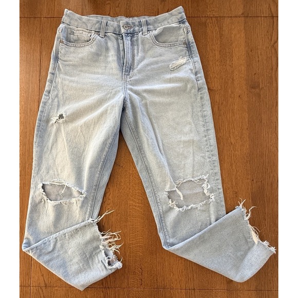 American Eagle Outfitters Denim - American Eagle Jeans Womens 8 Blue Strigid Distressed High Rise Raw Hem Denim